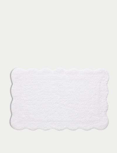 Pure Cotton Scalloped Bath Mat